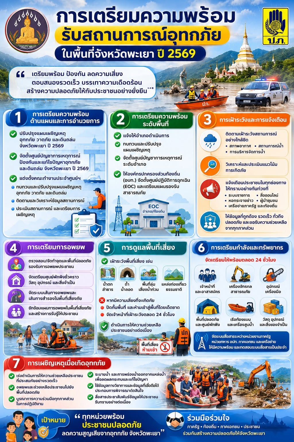 ปภ.พะเยา ยกระดับมาตรการเฝ้าระวัง รับมืออุทกภัยช่วงวันที่ 18&ndash;21 ส.ค. 69 เตือนประชาชนพื้นที่เสี่ยงยกของขึ้นที่สูง